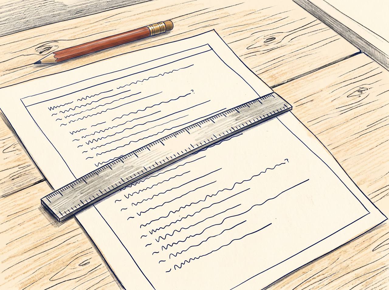 Un examen impreso sobre la mesa de trabajo, con una regla de medir apoyada encima de las opciones de respuesta.